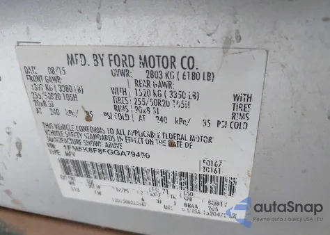 2016 Ford Explorer Limited from USA, damaged, VIN 1FM5K8F85GGA79450